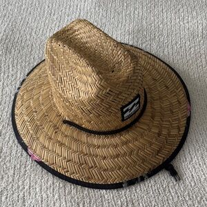 Billabong Straw Hat with Black and Pink Accents